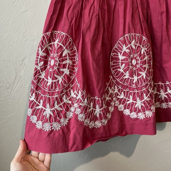 Y2K A Line Embroidered Boho Pink Women’s 6 90s Knee Midi Retro Bright Cute Color - Picture 3 of 8